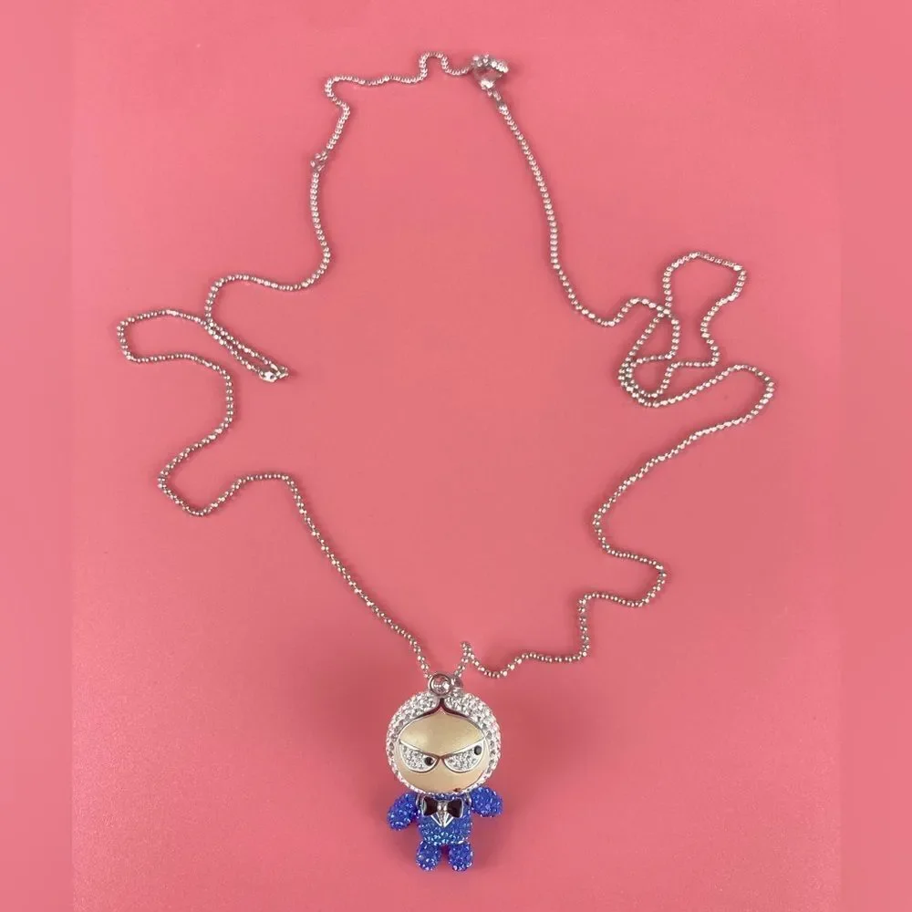 Swarovski Eliot Swing Sing Bow Tie Blue Pendant Necklace